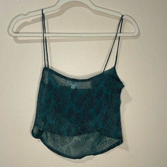 SUPERDOWN Becca Square Neck Top in Teal Snake XS - Picture 5 of 9